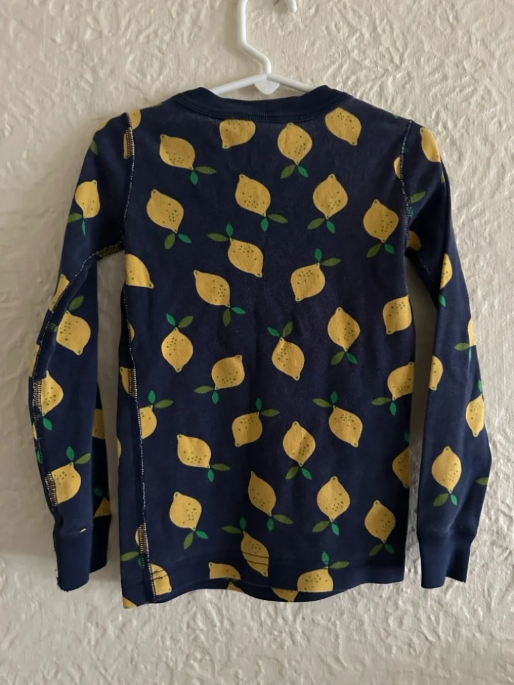 Hanna Andersson Lemonade on Navy Blue Long John Pajama Top Kids Children’s 5
